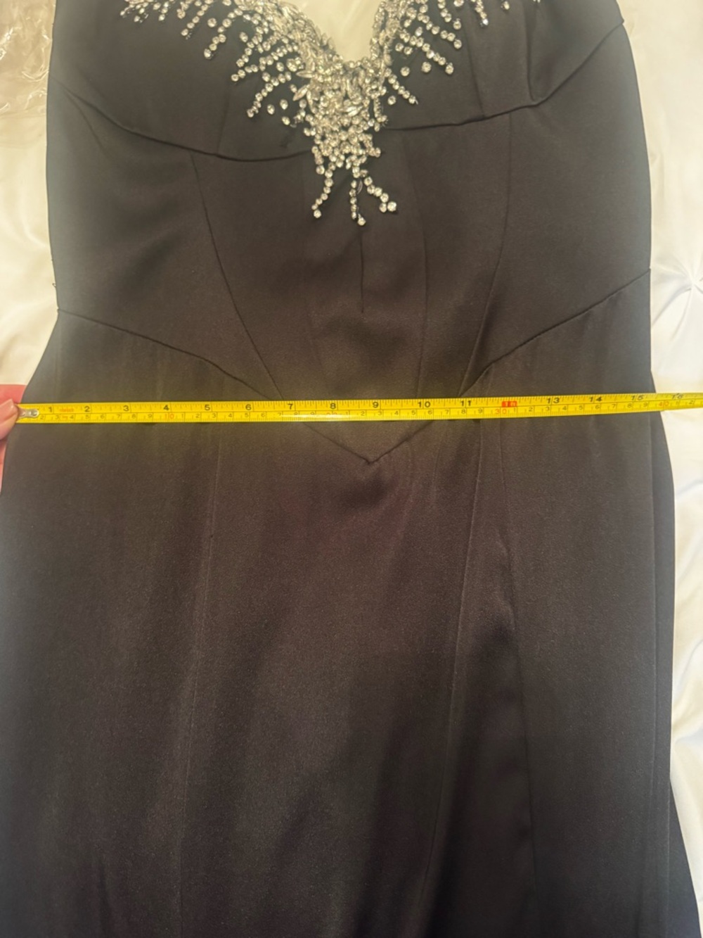 Black Beaded V-Neck Evening Gown - Picture 9 of 9